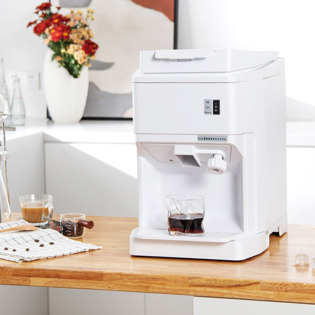 350W  Ice Size Adjustable Commercial Electric Ice Crusher for Home Restaurant-White