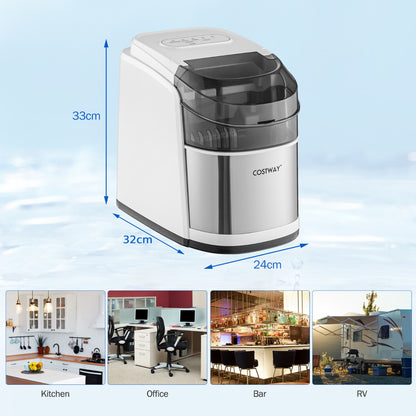 Portable Countertop Ice Maker with Ice Scoop and Basket-White