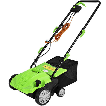 2 in 1 Electric Scarifier and Lawn Aerator with 40L Collection Box-Green