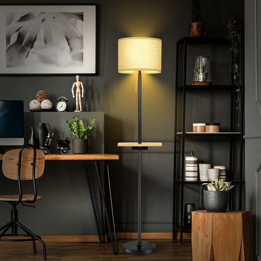Modern Floor Lamp with Tray Table and USB Charging Ports