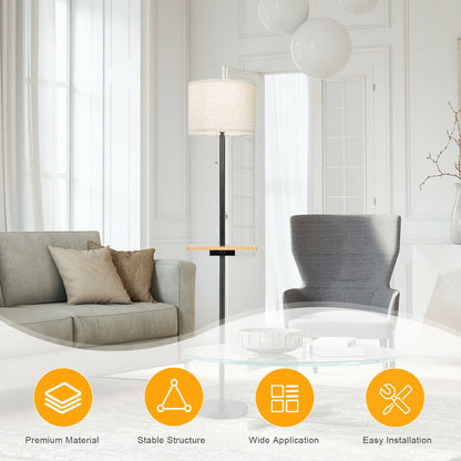 Modern Floor Lamp with Tray Table and USB Charging Ports