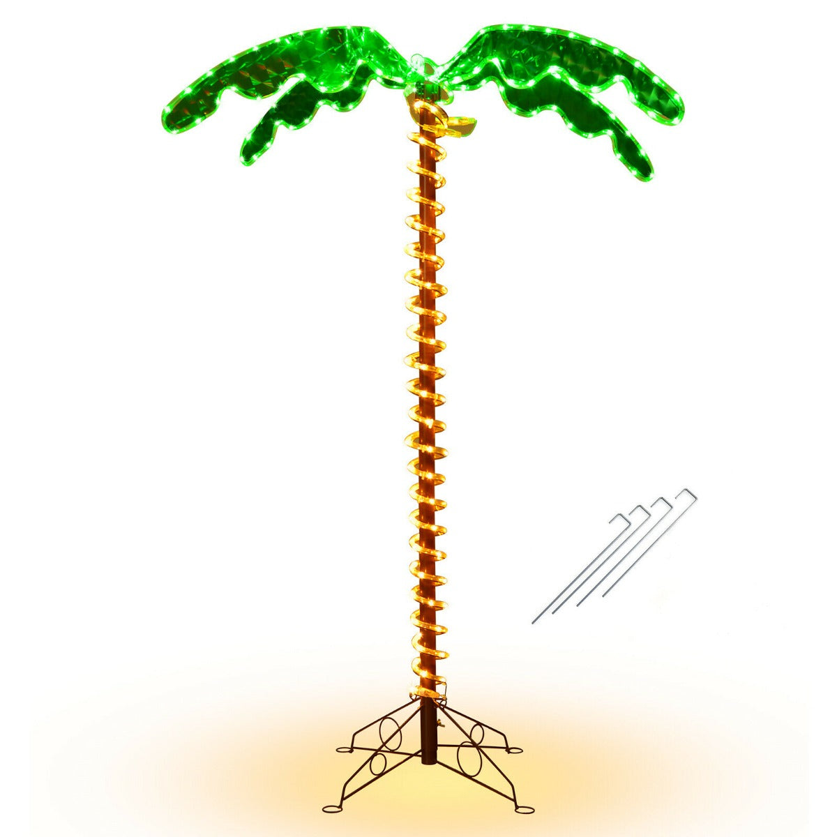 Tropical Holographic LED Rope Light Coconut Plant with 4 Stakes