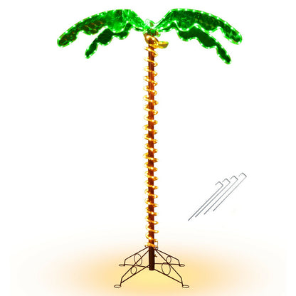 Tropical Holographic LED Rope Light Coconut Plant with 4 Stakes