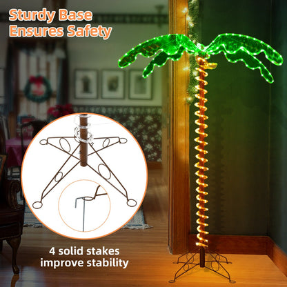 Tropical Holographic LED Rope Light Coconut Plant with 4 Stakes