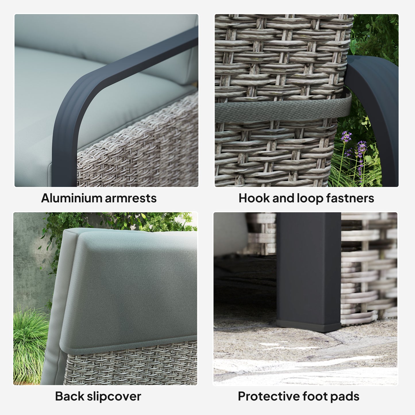 Outsunny 140° Reclining Rattan Armchair - Mixed Grey