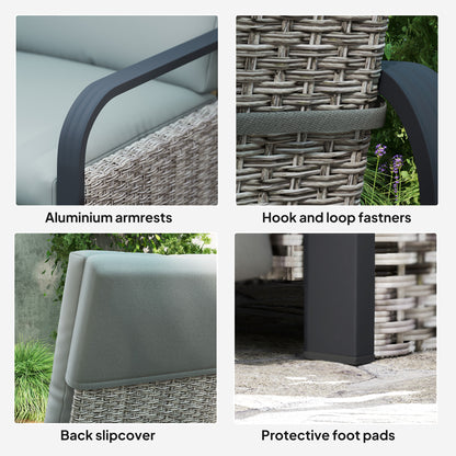 Outsunny 140° Reclining Rattan Armchair - Mixed Grey