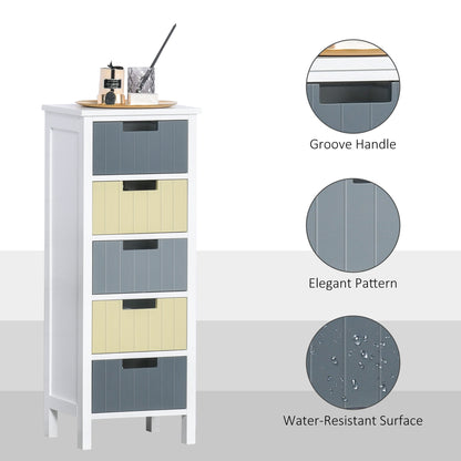 HOMCOM Tall Chest of Drawers, Storage Tower, Dresser Chest w/ 5 Detachable Drawers, Wood Top, Organizer Unit for Closets Bedroom Nursery Room Hallway