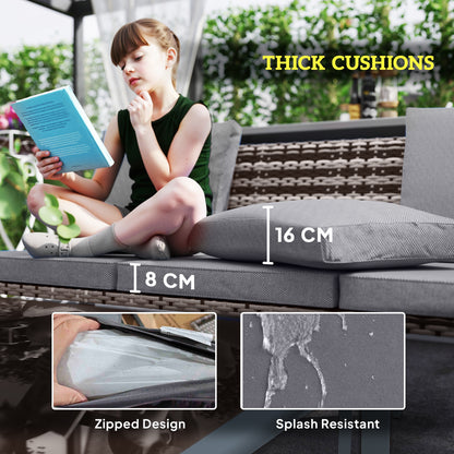 Outsunny Six-Piece Rattan Garden Sofa Set - Grey