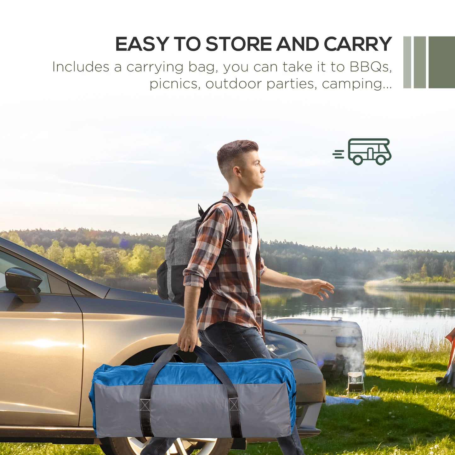 Outsunny 3.5 x 3.5M 6-8 Person Camping Gazebo, Outdoor Event Shelter Dome Tent Garden Sun Shelter Patio Spire Arc Pavilion Camp Sun Shade, Green