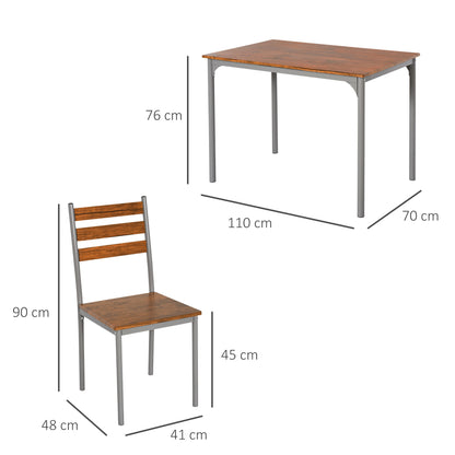 HOMCOM Modern 5-Piece Dining Table Set, Dining Table With 4 Chairs For Compact Dining Room& Kitchen, Brown