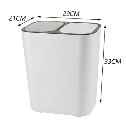15L Push Type Dustbin Dry Wet Separation Home Trash Can