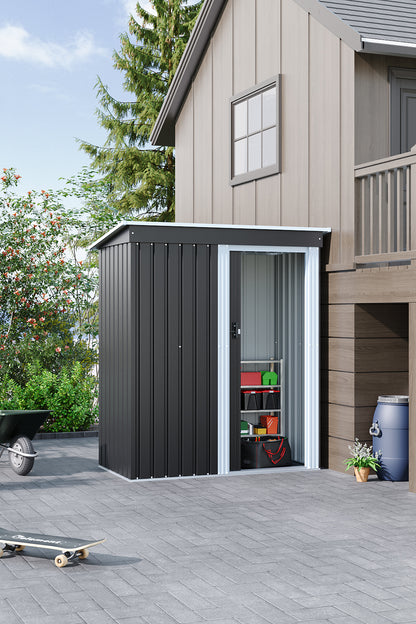 5 x 3 FT Outdoor Metal Storage Shed with Lockable Door for Garden