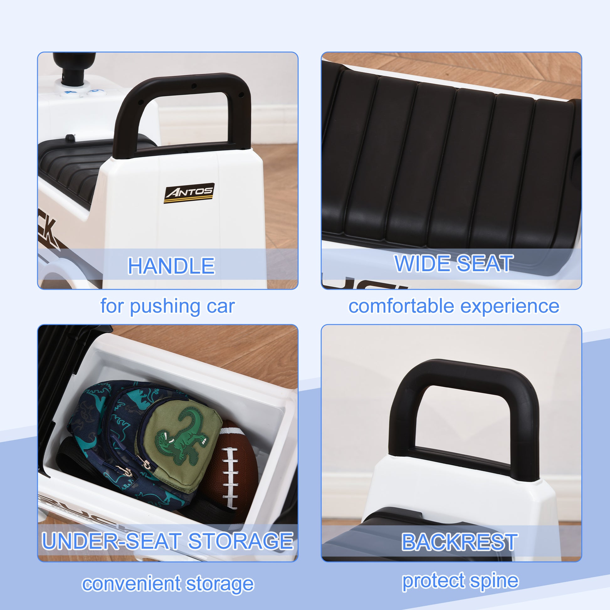 HOMCOM 3-in-1 Ride On Car Licensed Mercedes-Benz Truck Stroller Toddler Under Seat Storage Handle Steering Wheel Horn for Baby 12 - 36 Months White