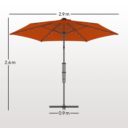 Outsunny 3(m) Solar LED Cantilever Parasol - Orange