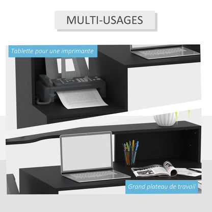 HOMCOM Computer Desk PC Table Modern Home Office Writing Workstation Furniture Printer Shelf Rack w/ Storage Drawer & Shelves (BLACK)