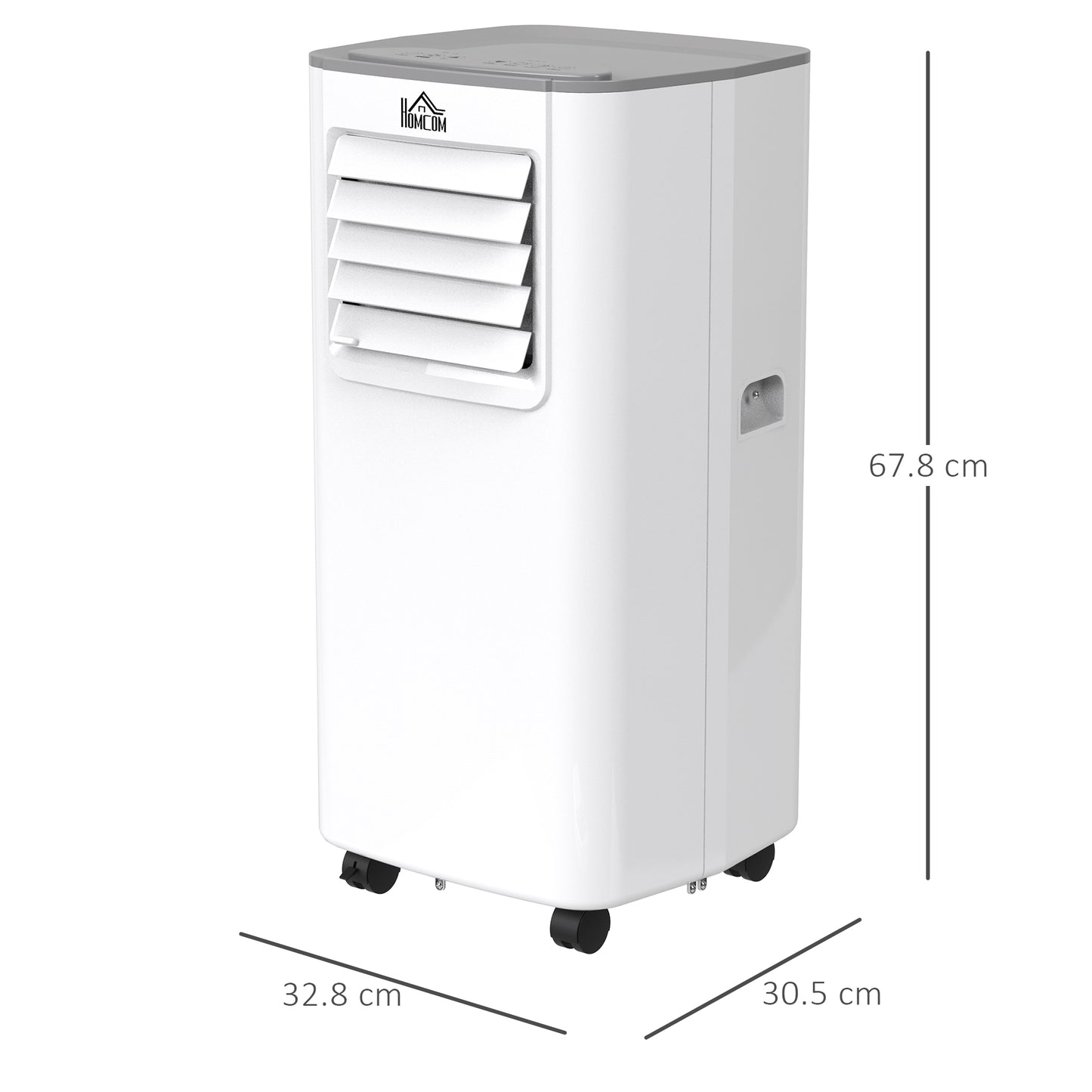 HOMCOM 5000 BTU 4-In-1 Compact Portable Mobile Air Conditioner Unit Cooling Dehumidifying Ventilating w/ Fan Remote LED 24hTimer Auto Shut Down White