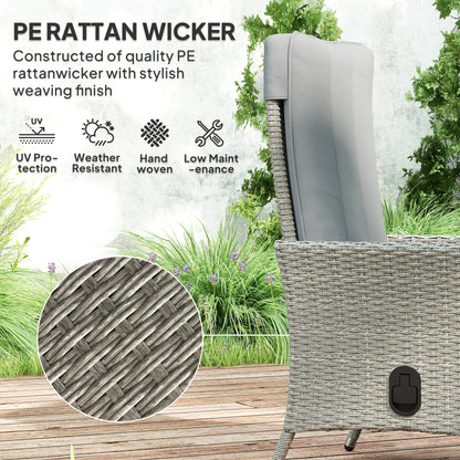 Outsunny 105°-150° Reclining Rattan Chair - Grey