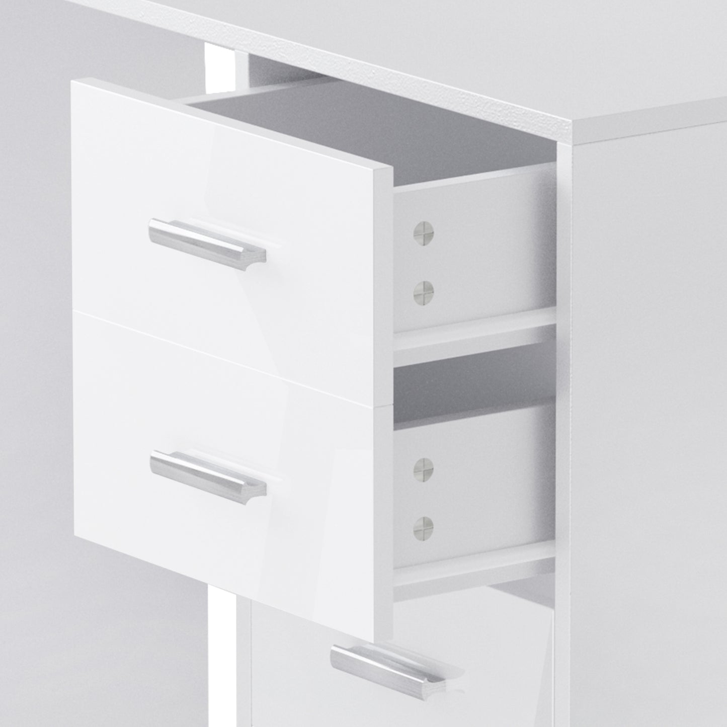 HOMCOM Computer Writing Desk with 4 Drawers, High Gloss Home Office Workstation, White