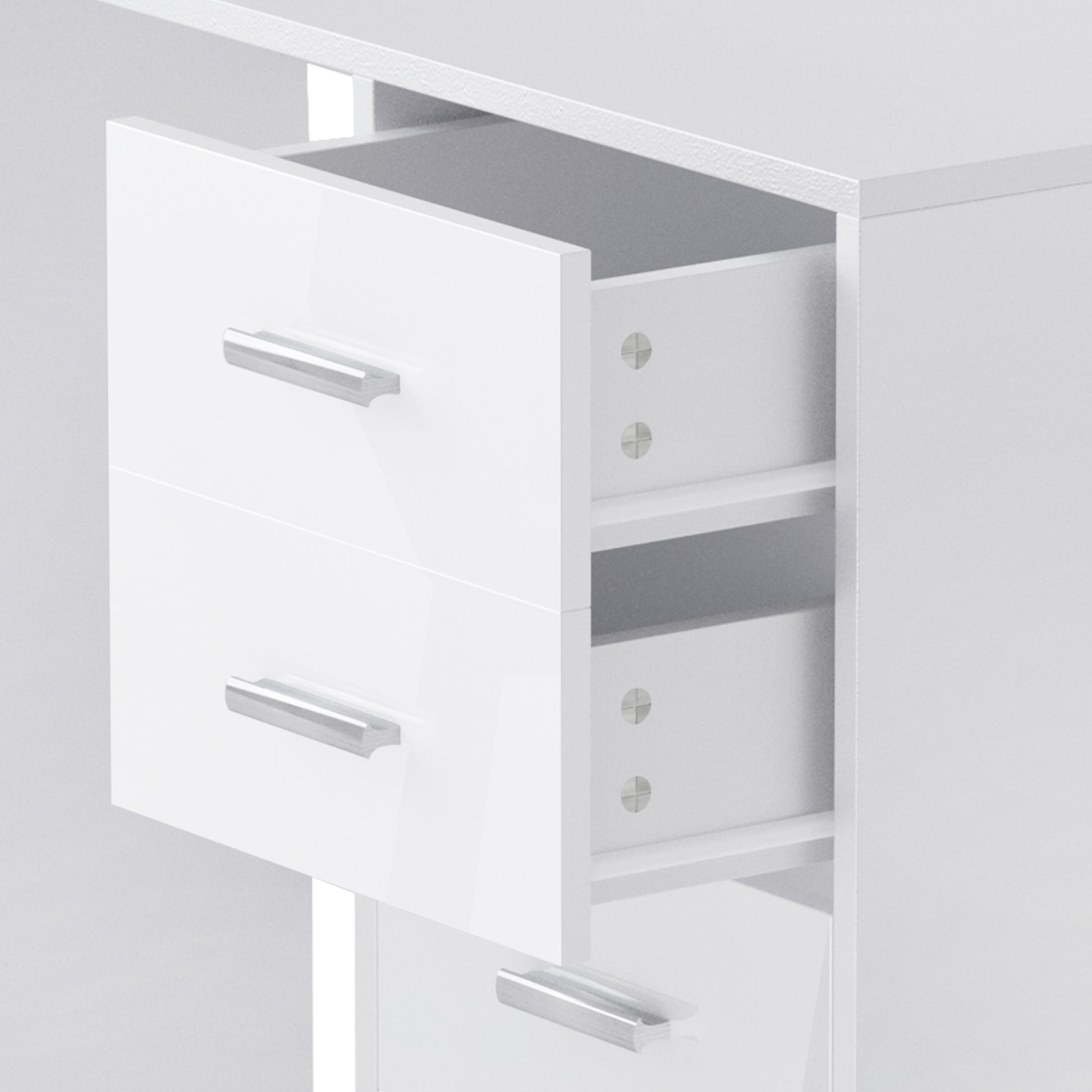 HOMCOM Computer Writing Desk with 4 Drawers, High Gloss Home Office Workstation, White