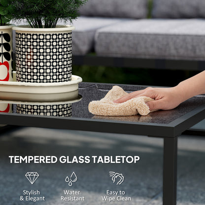 Outsunny Three-Piece L Shaped Garden Furniture Set with Cushions - Grey