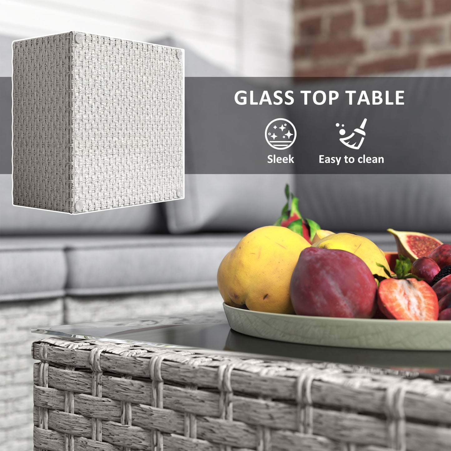 Outsunny Seven-Piece Modular Rattan Set - Grey