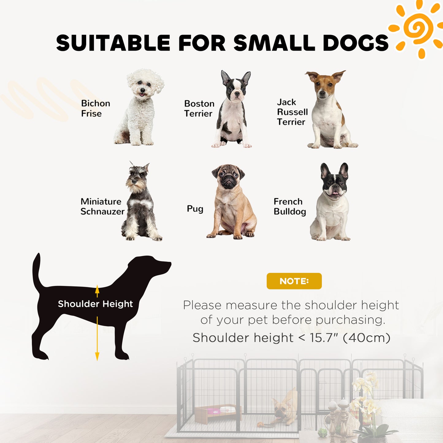 PawHut Two-Piece Dog Pen Expansion Pack for Small Dogs, 60cm Tall Animal Pen with Three Connecting Stakes