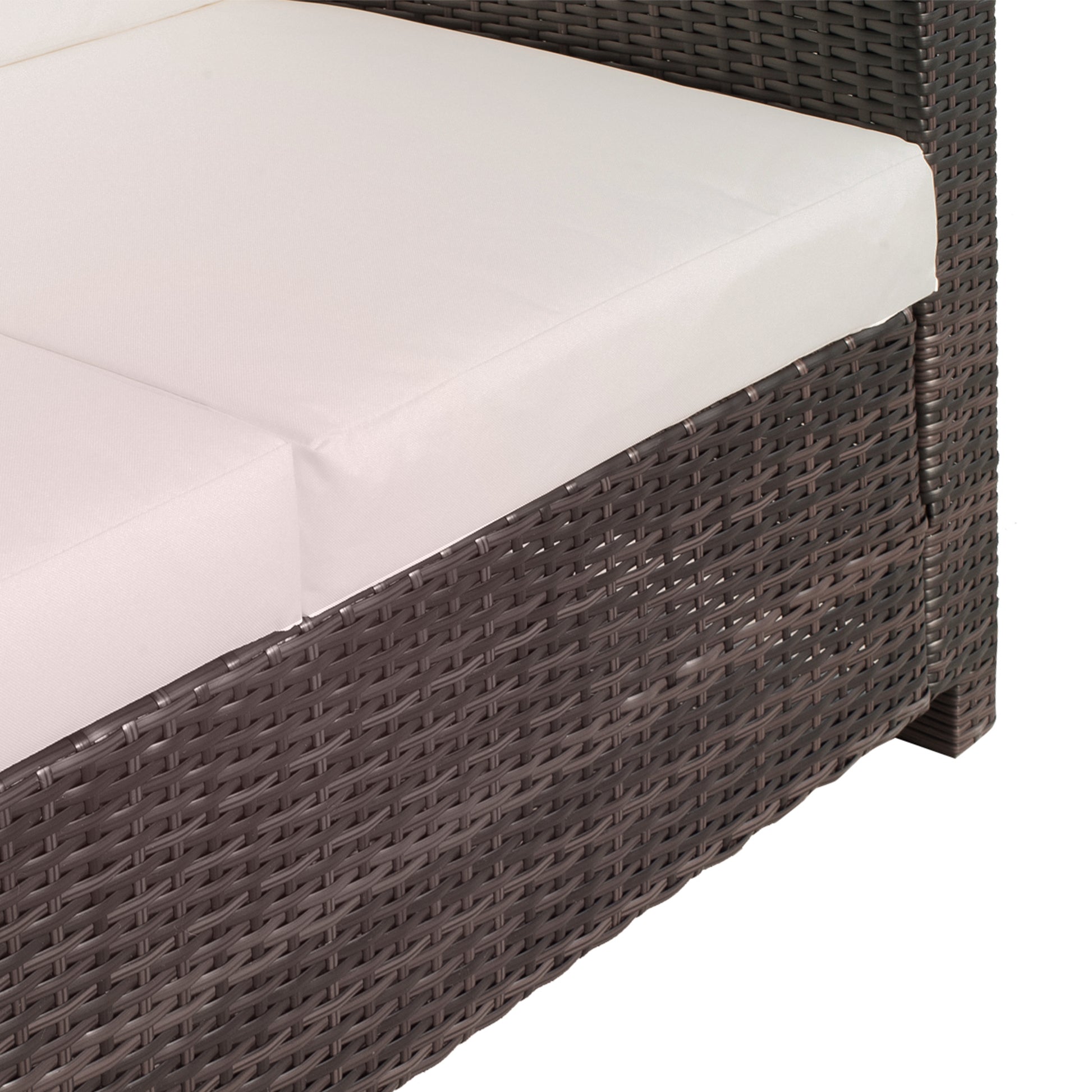 Outsunny Rattan Sofa, 2 Seater Garden Furniture with Soft Padded Cushion and Armrests, Wicker Garden Loveseat for Patio, Mixed Brown