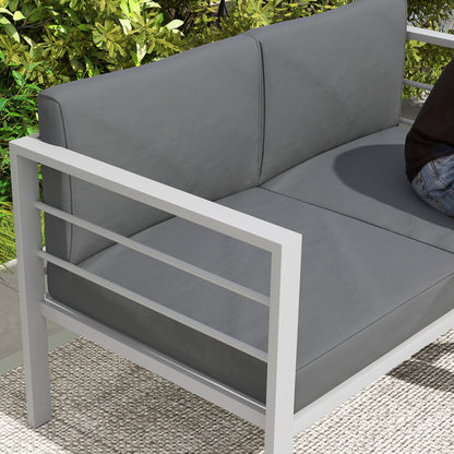 Outsunny Two-Seater Aluminium Garden Sofa - Grey