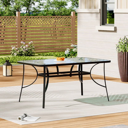 Rectangular Garden Metal Table with Parasol Hole