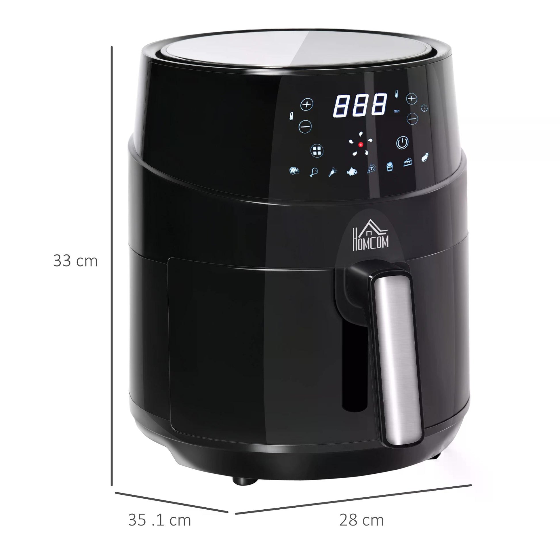 HOMCOM 4.5L Digital Air Fryer, 1500W W/ Digital Display, Rapid Air Circulation, Adjustable Temperature, Timer and Nonstick Basket, Black