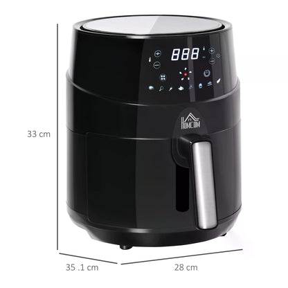 HOMCOM 4.5L Digital Air Fryer, 1500W W/ Digital Display, Rapid Air Circulation, Adjustable Temperature, Timer and Nonstick Basket, Black