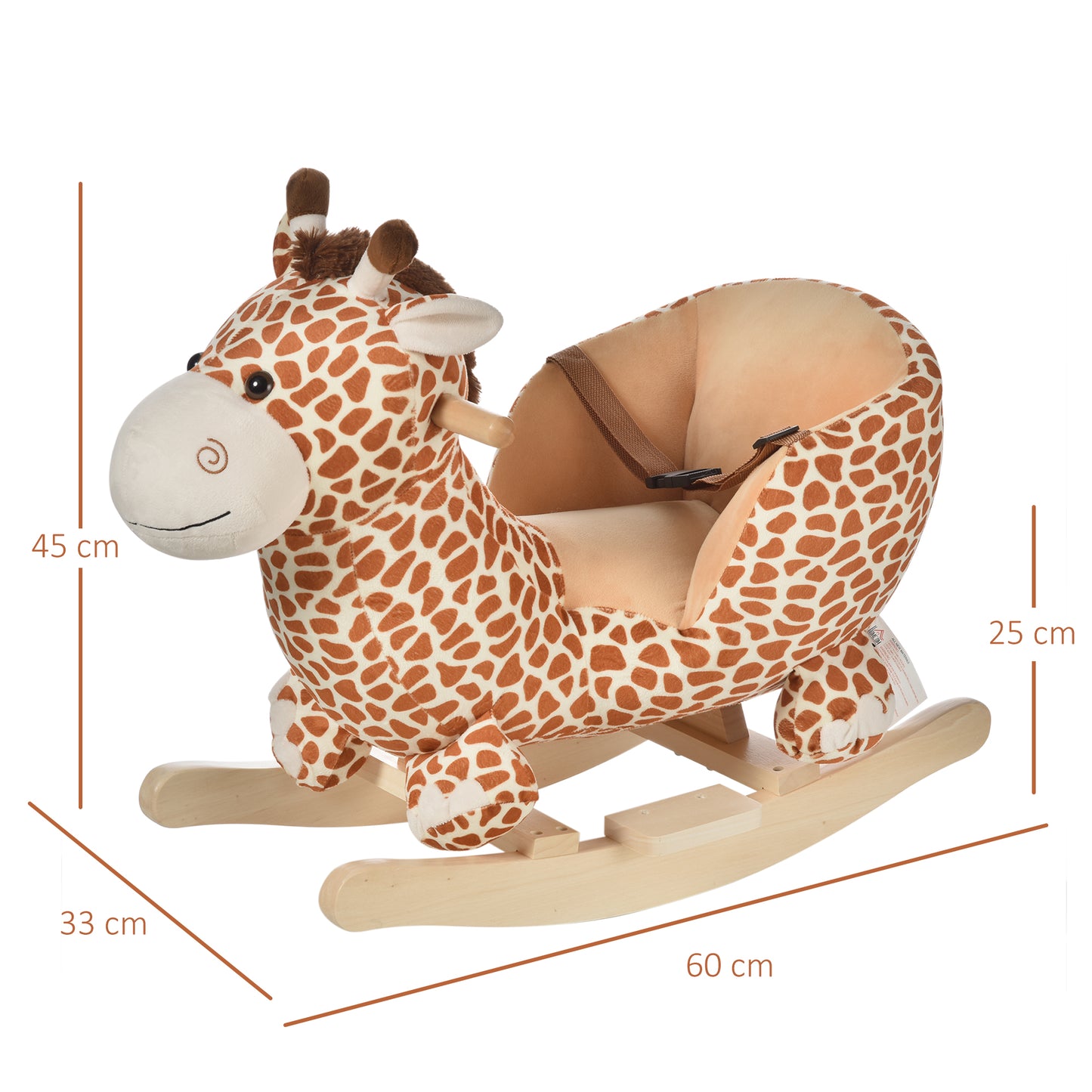 HOMCOM Kids Rocking Horse Toys Giraffe Seat w/ Sound Toddlers Baby Toy-Giraffe 