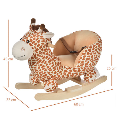 HOMCOM Kids Rocking Horse Toys Giraffe Seat w/ Sound Toddlers Baby Toy-Giraffe 