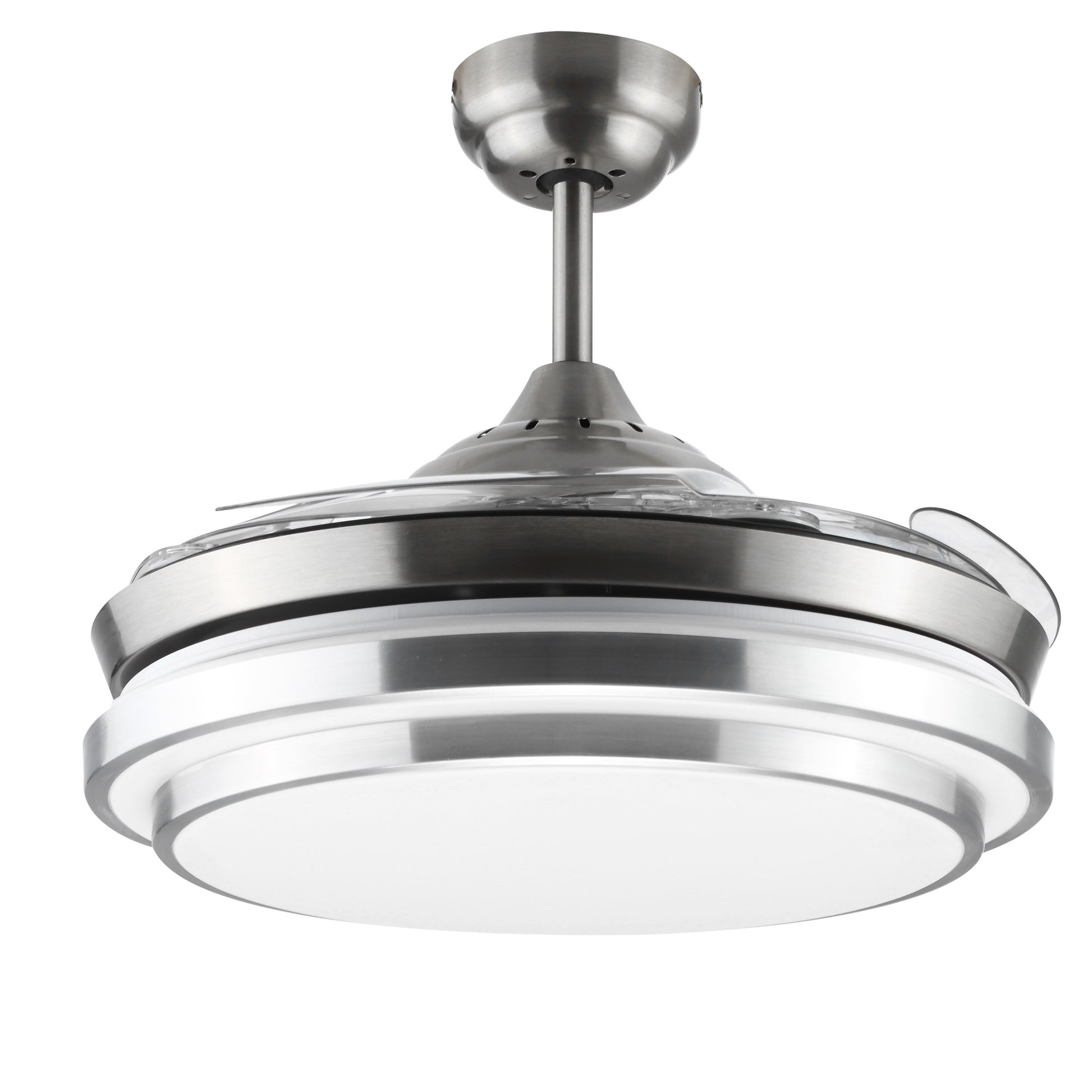 HOMCOM Indoor Ceiling Fan with Light, Retractable Blades, Modern Mount Dimmable LED Lighting Fan with Remote Controller, for Bedroom, Living Room