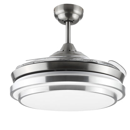 HOMCOM Indoor Ceiling Fan with Light, Retractable Blades, Modern Mount Dimmable LED Lighting Fan with Remote Controller, for Bedroom, Living Room
