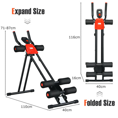 Foldable Core Abdominal Trainer with LCD Display and Adjustable Resistance