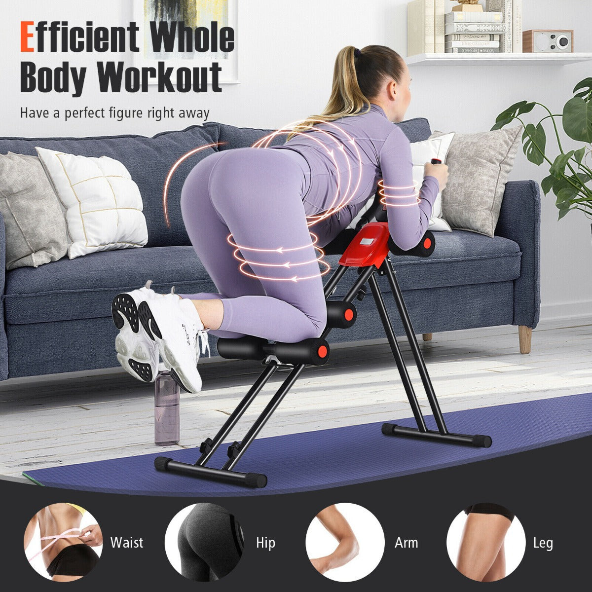 Foldable Core Abdominal Trainer with LCD Display and Adjustable Resistance