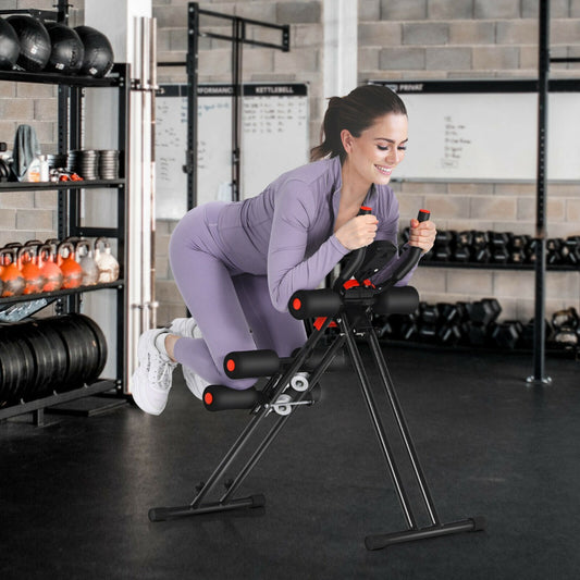 Foldable Core Abdominal Trainer with LCD Display and Adjustable Resistance