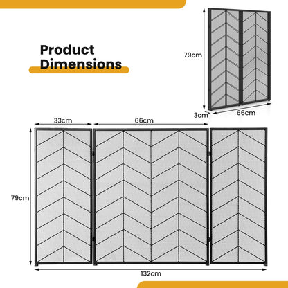 3-Panel Folding Spark Guard with Chevron Herringbone Pattern