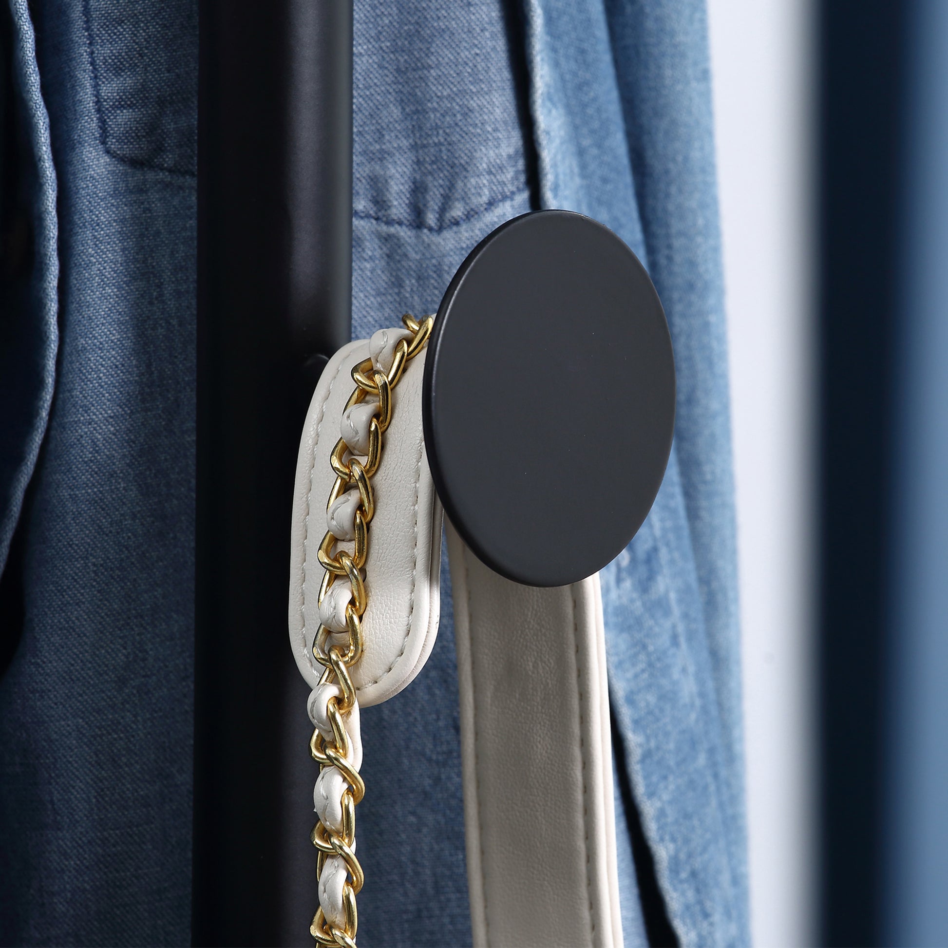 HOMCOM Coat Rack Free Standing Hall Tree with 8 Round Disc Hooks for Clothes, Hats,Purses, Steel Entryway Coat Stand with Marble Base, Black