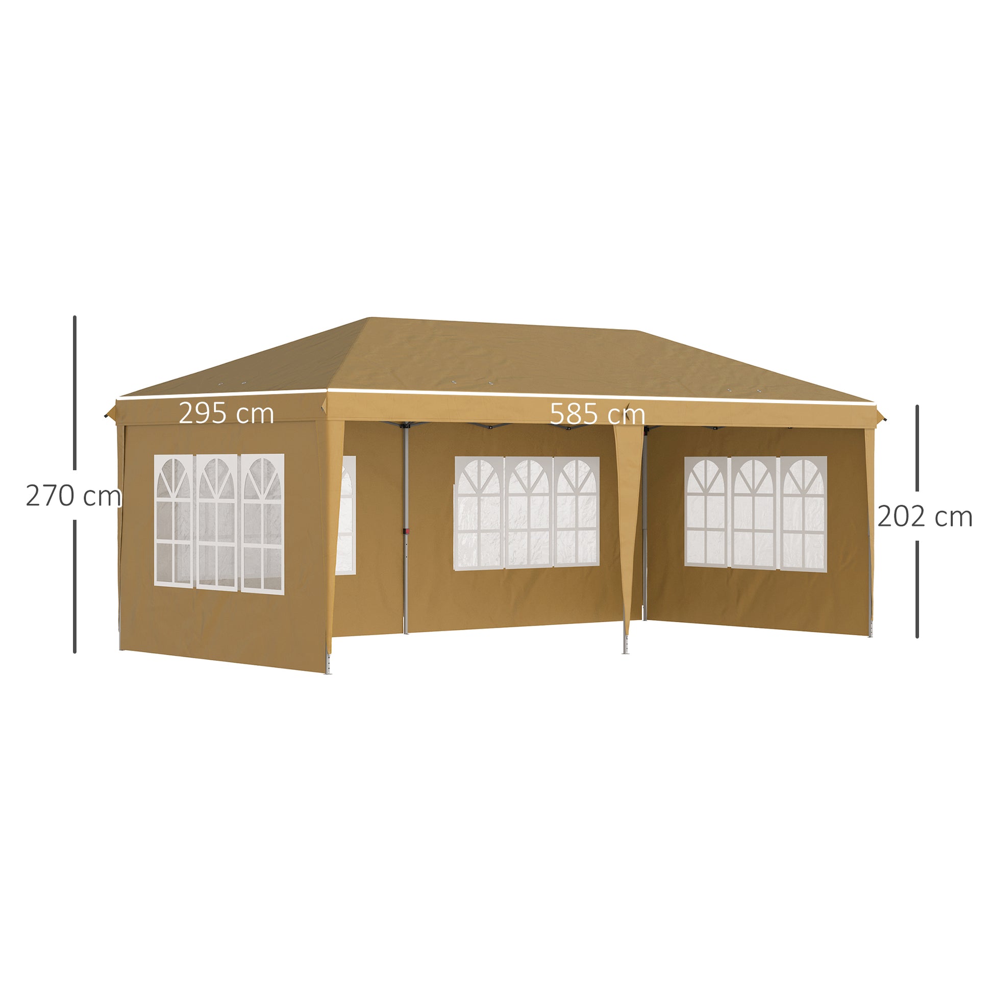 Outsunny 3 x 6m Pop-Up Gazebo, with Removable Walls -  Khaki