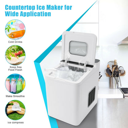 15KG/24H Countertop Ice Making Machine with Auto Clean-White