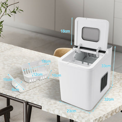 15KG/24H Countertop Ice Making Machine with Auto Clean-White