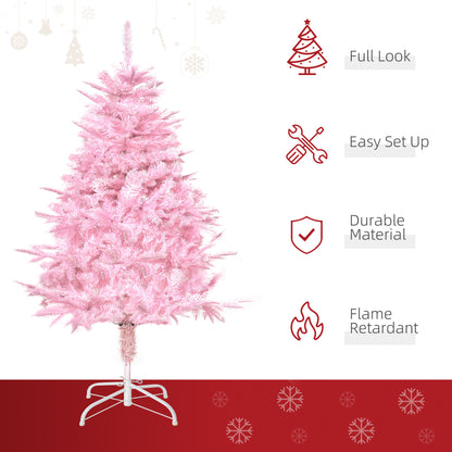 HOMCOM 4FT Pop-up Artificial Christmas Tree Holiday Xmas Holiday Tree Decoration with Automatic Open for Home Party, Pink