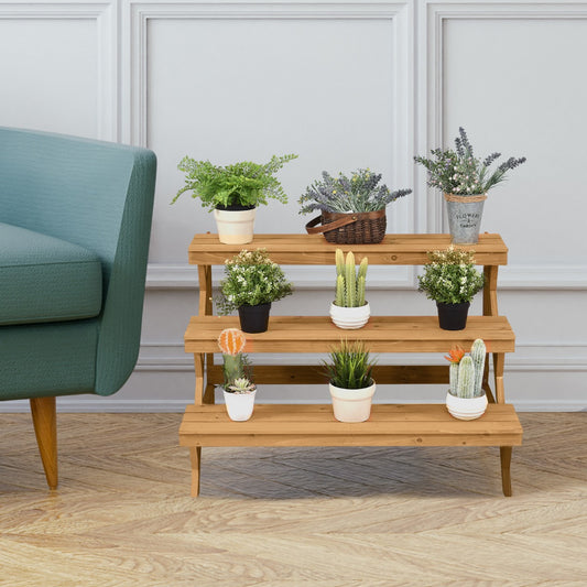 Fir Wood Flower Pot Display Shelf Rack for Indoor Outdoor Use