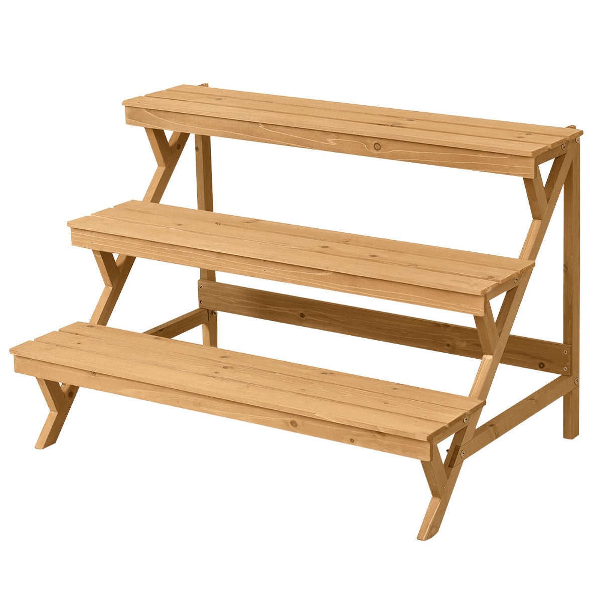 Fir Wood Flower Pot Display Shelf Rack for Indoor Outdoor Use