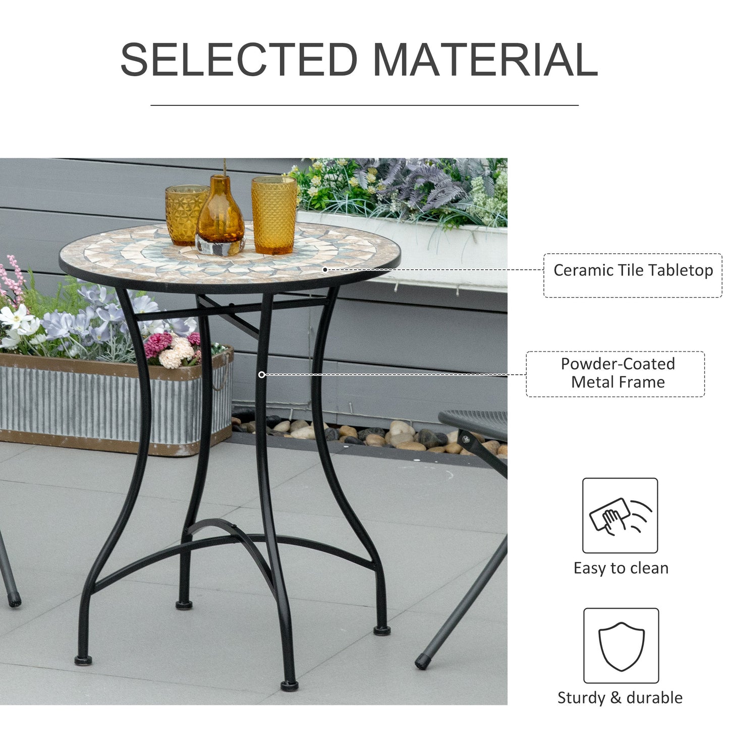 Outsunny ?60cm Mosaic Outdoor Patio Table - Green