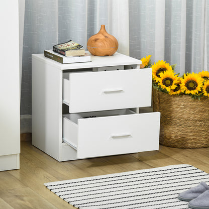 HOMCOM Bedside Table with 2 Drawers, Modern Nightstand, Cabinet Drawers Side Storage Unit for Bedroom, Living Room