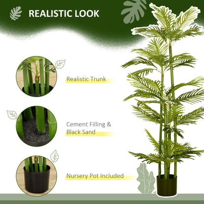 HOMCOM Artificial Plant Tropical Palm in Pot, Fake Plants for Home Indoor Outdoor Decor, 15x15x140cm
