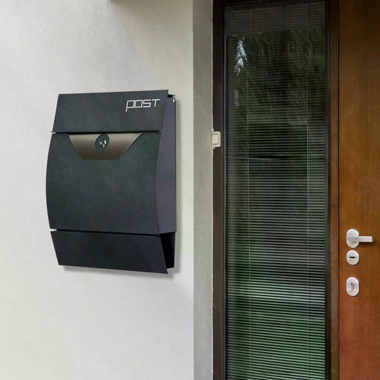 HOMCOM Lockable Mail Box, Wall-mounted, Steel-Grey